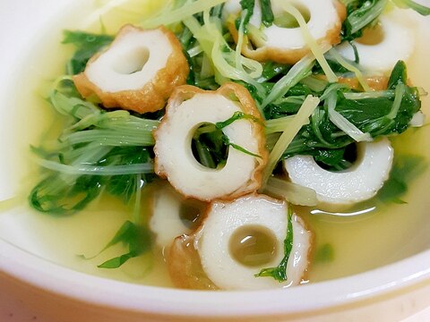 キッチンばさみだけ(^^)水菜とちくわの煮びたし♪